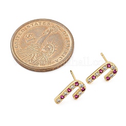 Boucles d'oreilles à tige en laiton plaqué oxyde de zirconium pour rack de Noël&nbsp;EJEW-K245-55C-G