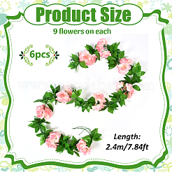 Rosa artificiale in rattan&nbsp;DJEW-WR0001-21A-02