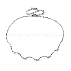 304 Edelstahl-Gliederketten in Wellenform für Damen&nbsp;NJEW-S439-08P