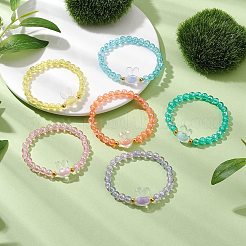 6 Stück Stretch-Armbänder aus Acrylperlen mit Osterhasenmotiv&nbsp;BJEW-JB11294