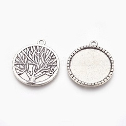 Rond plat avec pendentif cabochon de style tibétain arbre de vie&nbsp;LS-TIBEP-K020kg-06AS-NR