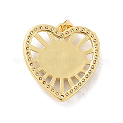Pendentifs coeur en laiton micro pavé de zircons cubiques transparents&nbsp;KK-G419-11G-02