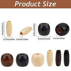 180 Stück 6 Stile gefärbte Naturholzperlen&nbsp;WOOD-PA0001-28
