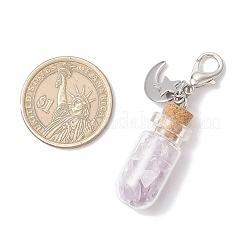 Pendentif décoratif en forme de bouteille à souhaits en verre avec éclats de pierres précieuses naturelles et synthétiques de chakra&nbsp;GG-CJBAB5