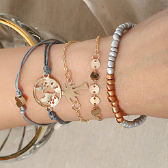 Bracciale Donna In Acciaio Inox Oro Con Ciondolo Foglia E Zirconi – Regolabile COOLSTEELANDBEYOND