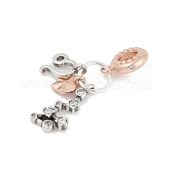 Pendenti in ottone con perline europee in zirconia cubica&nbsp;LS-KK-Q015-01G