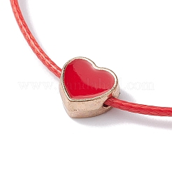Armband aus geflochtenen Herzperlen aus Legierung und Emaille&nbsp;BJEW-JB09740-01