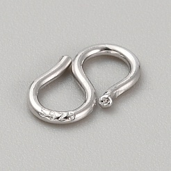 925 fermaglio con gancio a S in argento sterling placcato rodio&nbsp;FIND-WH0110-717A-P