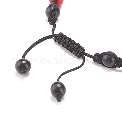 Braccialetto rotondo con perline intrecciate di turchese sintetico (tinto) con teschio in lega&nbsp;BJEW-JB07863-02