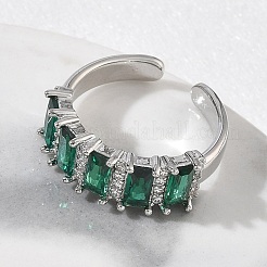 Anillos abiertos de latón con micropavé de circonitas cúbicas para mujer&nbsp;RJEW-L343-16P-03