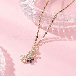 Collar con colgante de gato con flor&nbsp;NJEW-JN05715