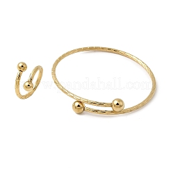 201 set di bracciali e anelli con polsino in acciaio inossidabile&nbsp;SJEW-Z004-01G-02