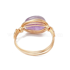 Ovale natürliche Amethyst & Amazonit & Rosenquarz & Citrin Fingerringe&nbsp;RJEW-JR00845