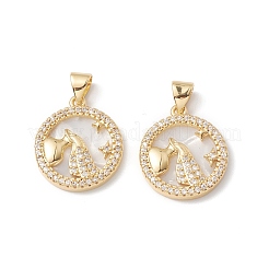 Acumular colgantes de bronce chapado shell&nbsp;KK-D087-25G-03