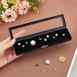 Rechteckige Box aus 202 Edelstahl mit losen Diamanten&nbsp;VBOX-WH0005-09