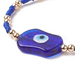 3 pièces 3 couleurs mauvais œil au chalumeau et perles de verre tressées bracelets ensemble pour les femmes&nbsp;BJEW-JB09250
