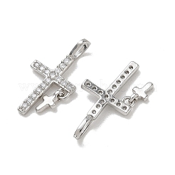 Micro pavé di zirconi chiari in ottone con pendenti in vetro&nbsp;CU-CBA6E4E-14P