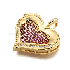 Pendentifs avec zircon cubiques à micro-pavés en laiton&nbsp;KK-K401-03G-01