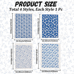 4 Stück 4 Stile Blumenmuster Papier Keramik Aufkleber&nbsp;DIY-GF0013-26