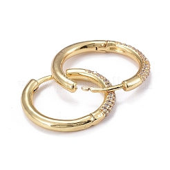 Huggie-Creolenohrringe aus Messing mit Mikropavé und Zirkonia für Damen&nbsp;EJEW-K083-36G-C