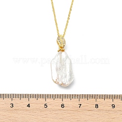 Collana da donna con ciondolo a forma di perla keshi barocca naturale e catena a maglie in ottone.&nbsp;NJEW-JN06174