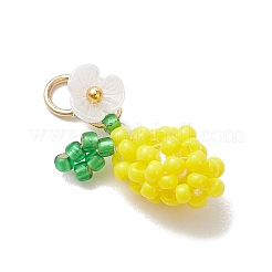 Glasperlen Zitrone mit Blumenanhängern&nbsp;PALLOY-MZ00854