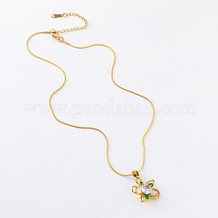 3 collana vintage francese in acciaio inossidabile con ciondolo a forma di fiore in smalto bianco e verde per donna&nbsp;PZ8331