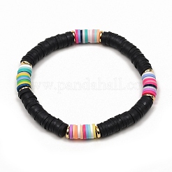 Bracciali elasticizzati fatti a mano in perle di argilla polimerica&nbsp;BJEW-JB05305