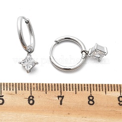Orecchini a cerchio in acciaio inossidabile 304 con micro pavé di zirconi cubici&nbsp;STAS-R004-01P-01
