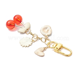 Decorazioni pendenti in lega smaltata e acrilico con ciliegie&nbsp;HJEW-JM04298-01