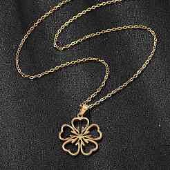 Blume 201 Edelstahl Anhänger Halsketten & Ohrstecker Sets für Frauen&nbsp;SJEW-Q025-04G