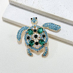 Schildkröte Legierung Strass Broschen für Rucksack Kleidung&nbsp;PW-WG63776-01-1