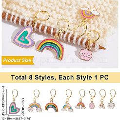 8 Stück 8 Stil Regenbogen & Wolke & Herz Emaille baumelnde Leverback Ohrringe für Frauen&nbsp;HJEW-NB0001-35