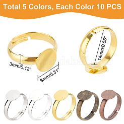 50pcs 5 Farben verstellbare Messingringkomponenten&nbsp;KK-PH0003-33