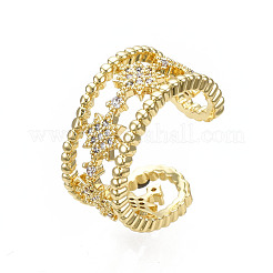 Bague de manchette ouverte étoile zircone cubique&nbsp;RJEW-N037-006A