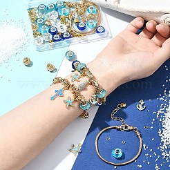 DIY-Set zur Herstellung europäischer Armbänder mit Seemotiven aus Kunstharz und Emaille-Perlen&nbsp;DIY-FS0006-87