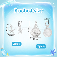 Seestern/Muschelform 925 Sterling Silber Meerestier Charms&nbsp;STER-PH0002-31