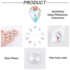 Cabochons en verre avec strass de dos avec point&nbsp;RGLA-GF0001-07C