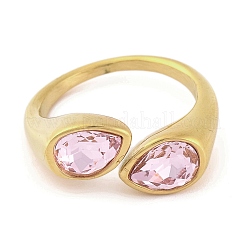 Ionenplattierung (IP) 304 Edelstahl Strass Tropfen Manschette offen für Frauen&nbsp;RJEW-N046-04J-G