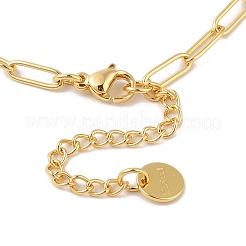 Collares de cadena con clip de papel de acero inoxidable 304 con revestimiento de rejilla&nbsp;X-NJEW-Q348-01G-1