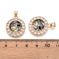 Colgantes de latón con micropavé de circonitas cúbicas transparentes para mujer&nbsp;KK-T070-92A-02