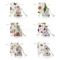 24 Stück Sackleinen-Verpackungsbeutel mit Blumen- und Tiermotiven in zwei Farben&nbsp;ABAG-FS0001-13