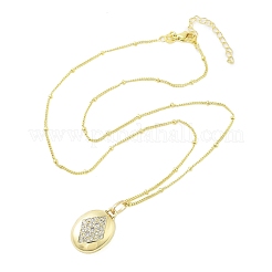 Halsketten mit Medaillon-Anhänger aus Messing mit Mikropflaster und klarem Zirkonia für Damen&nbsp;LS-NJEW-M009-03G-B