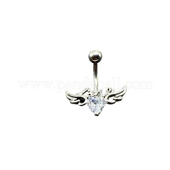 Herz mit Flügeln Messing Kristall Strass Curved Barbell Bauchringe&nbsp;FS-WG4497F-01
