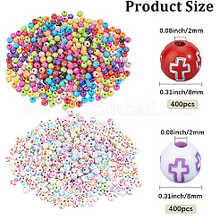 800 Stück Acrylperlen in 2 Stilen mit Kreuzmotiv&nbsp;MACR-PA0001-45E