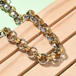 Bracelets à maillons rolo bicolores en acier inoxydable 304 pour femmes&nbsp;BJEW-A160-05GP