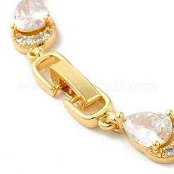 Bracelet en chaîne à maillons en forme de larme de verre et de zircone cubique&nbsp;BJEW-M296-04G