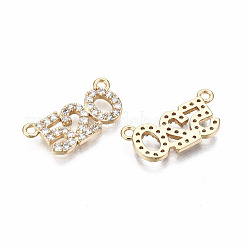 Valentinstag Thema Messing Micro Pave klar Zirkonia Anhänger Verbinder Anschlüsse&nbsp;KK-T056-76G-NF