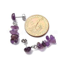 Natürlichen Amethyst baumeln Ohrstecker&nbsp;EJEW-JE06371-06