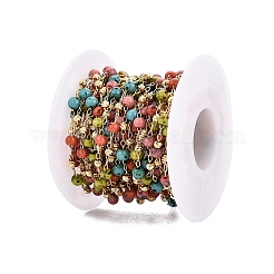 Catene a maglie realizzate a mano in ottone e perline di vetro&nbsp;CHC-Q021-02A-G